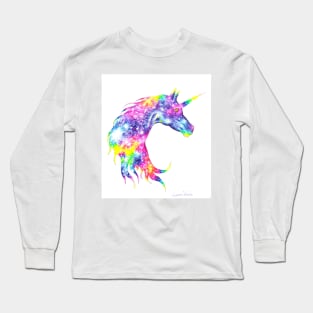 Colorful unicorn head drawing Long Sleeve T-Shirt